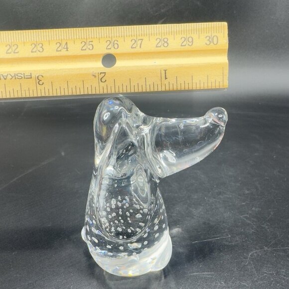 Clear Hound Dog Figurine Paperweight Manganese 365nm Green UV Glow Small Bubbles - Picture 7 of 12
